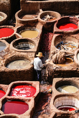 Tanneries of Fes, Morocco, Africa Old tanks of the Fez's tanneri