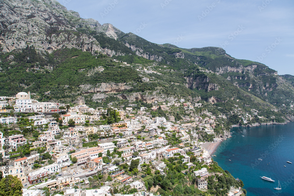 Sticker Positano Over Blue Bay