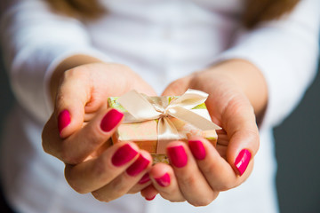 Small gift box in hand