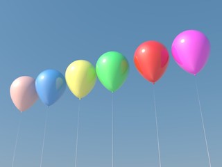 Collection of colorful balloons on clean sky
