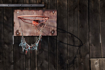 basket on a wooden gate in the countryside