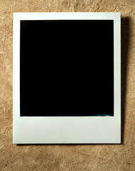 Old Polaroid Film Vintage empty photo cards on paper background