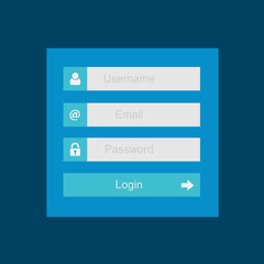 Login interface - username and password, flat design