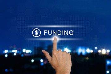 hand pushing funding button on touch screen - 61807810