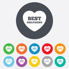 Best girlfriend sign icon. Heart love symbol.