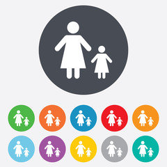 One-parent family with one child sign icon.