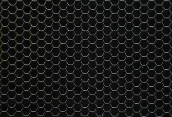 Papier Peint photo Métal Black iron hexagonal texture. Industrial background