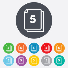 In pack 5 sheets sign icon. 5 papers symbol.
