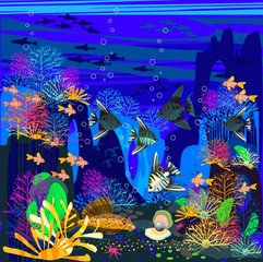 Fototapeta na wymiar Background with the underwater scenery