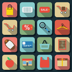 Shopping flat vector icons