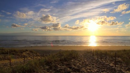 Beautiful summer beach at sunset