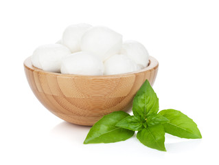 Mozzarella cheese with basil © evgeeenius