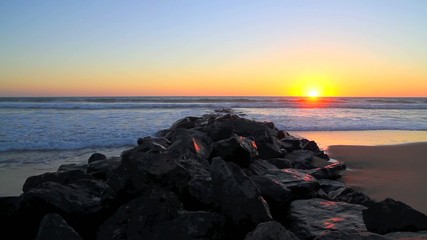 Beautiful summer beach at sunset