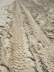 truck tire in the sand