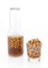 salted soybeans isolate on white background