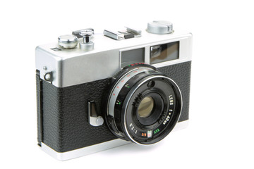 Retro camera isolated on white background