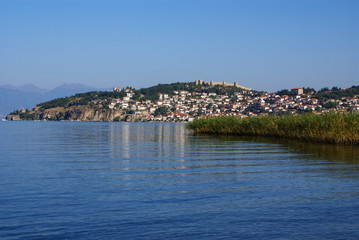 Fototapeta premium The fortress of Tsar Samuil photographed from distance, in Ohrid