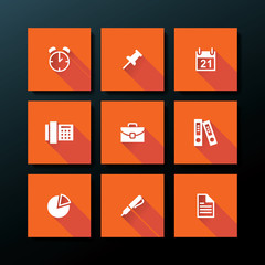 Vector flat office icon set