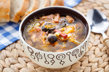 Traditional russian Soljanka soup