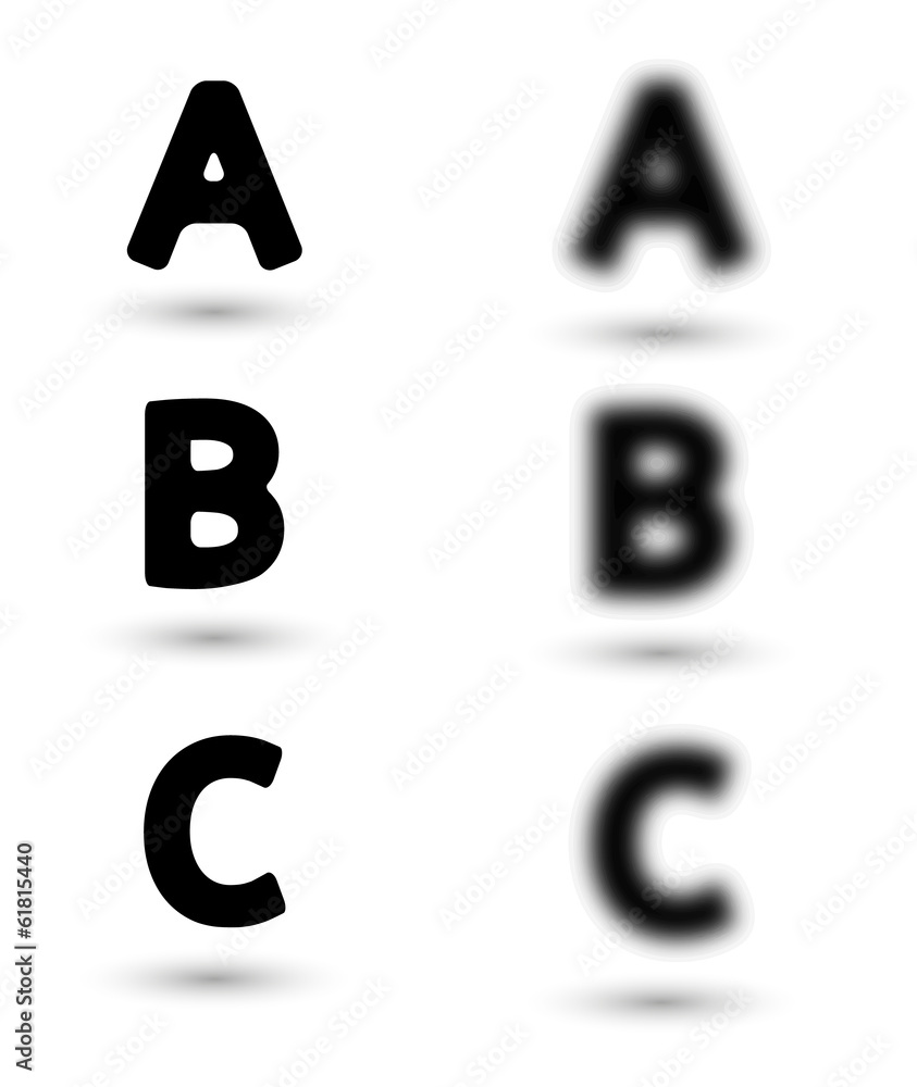 Fototapete sharp and unsharp alphabet letters / font
