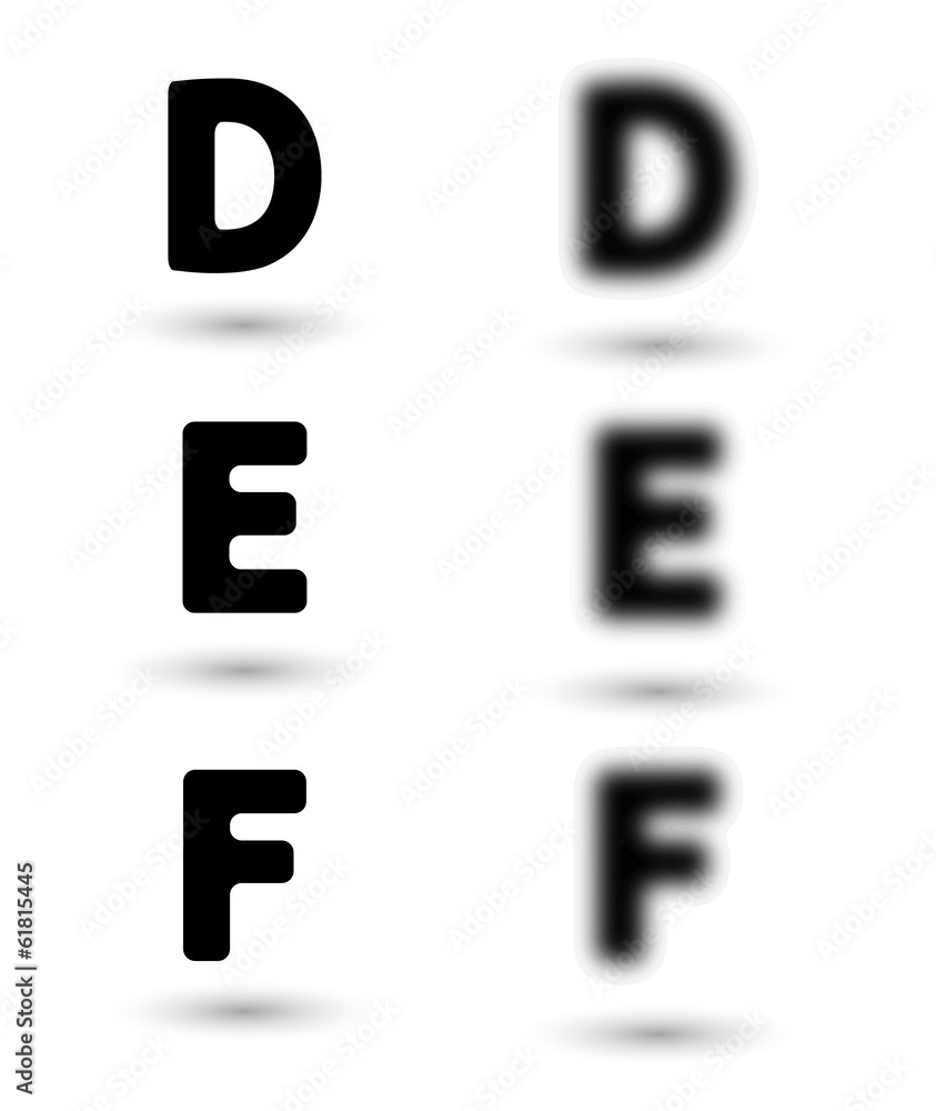 Fototapete sharp and unsharp alphabet letters / font