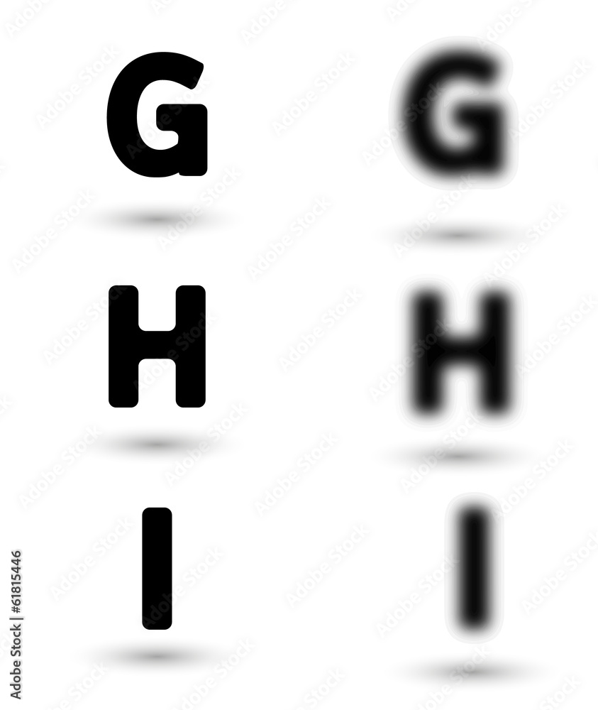 Fototapete sharp and unsharp alphabet letters / font