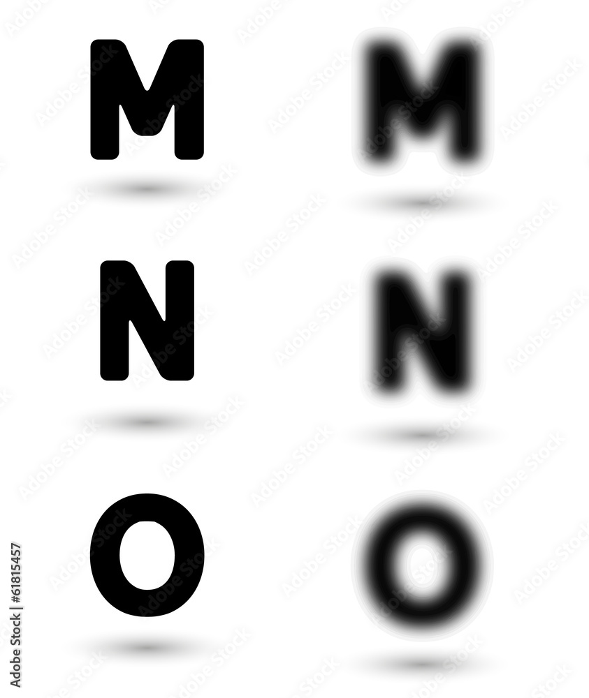 Fototapete sharp and unsharp alphabet letters / font