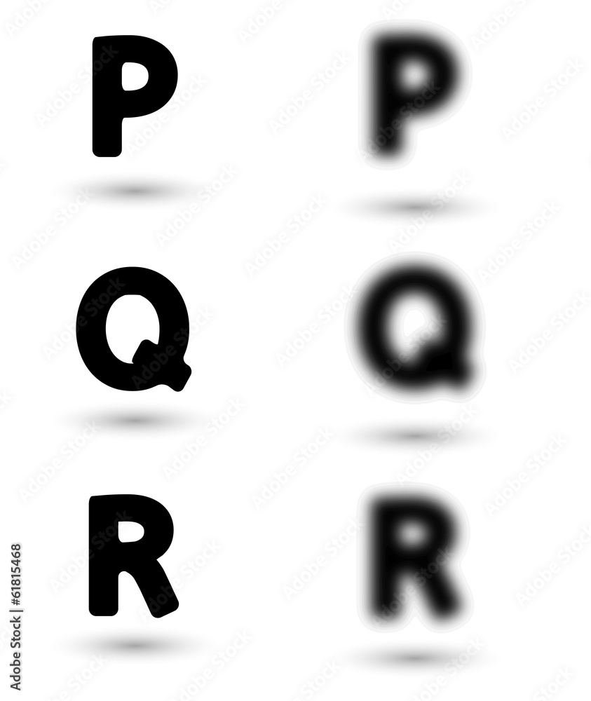 Fototapete sharp and unsharp alphabet letters / font