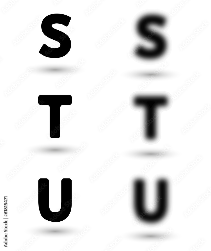 Fototapete sharp and unsharp alphabet letters / font