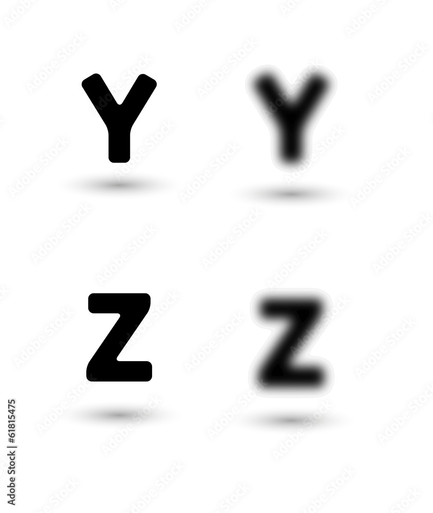 Fototapete sharp and unsharp alphabet letters / font