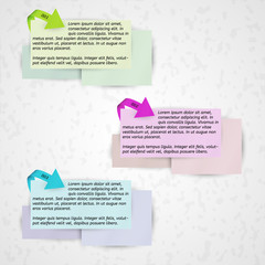 infographics - three color arrows and paper