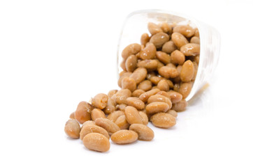 salted soybeans isolate on white background
