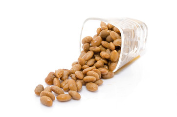 salted soybeans isolate on white background