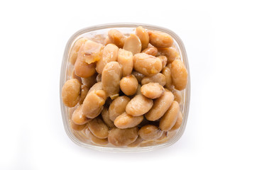salted soybeans isolate on white background