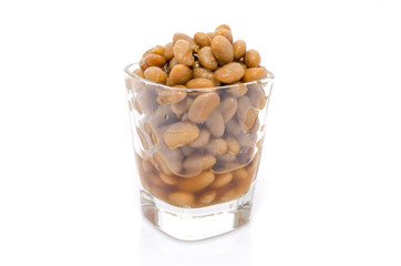 salted soybeans isolate on white background
