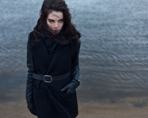 Portrait of a girl in the wind. Art fashion