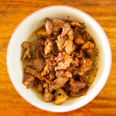 Fried pork on plate