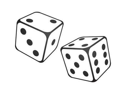 Vector illustration of  dice on the white background