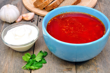 Traditional Russian-Ukrainian borscht soup