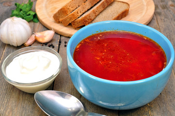 Traditional Russian-Ukrainian borscht soup