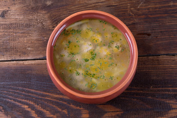 meatball soup in a bowl