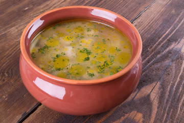 meatball soup in a bowl
