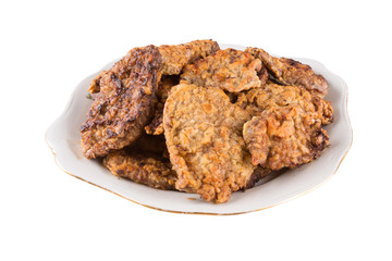 breaded chicken schnitzel on a plate