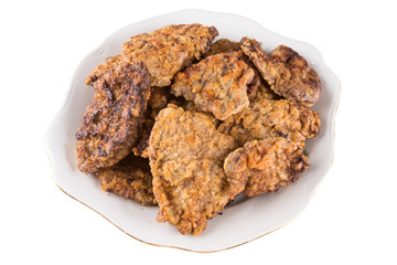 breaded chicken schnitzel on a plate