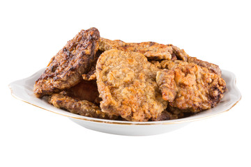 breaded chicken schnitzel on a plate