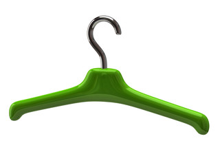 Green hanger isolated on white background
