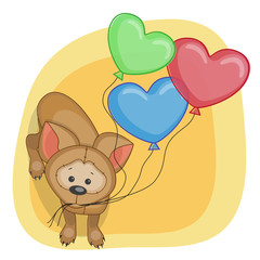 Puppy with baloons