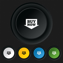 Buy now sign icon. Online buying arrow button.