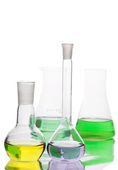 Flasks isolated on white background