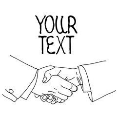 Partnership. Ink sketch on white background with space for text.